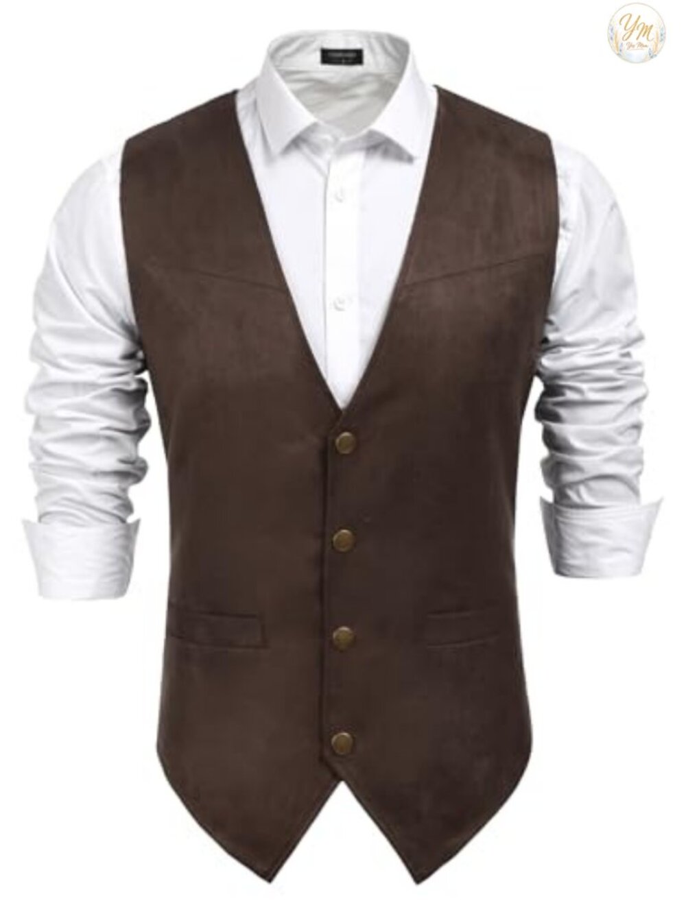 Suede Western Vest Slim Fit Button Waistcoat Cowboy Style